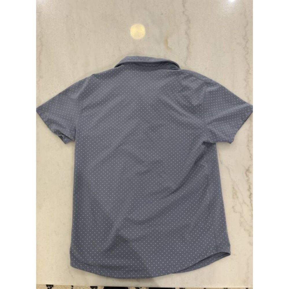 BYLT Lux Drop Cut S/S Polo Men's Large Blue Polka Dot Short Sleeve